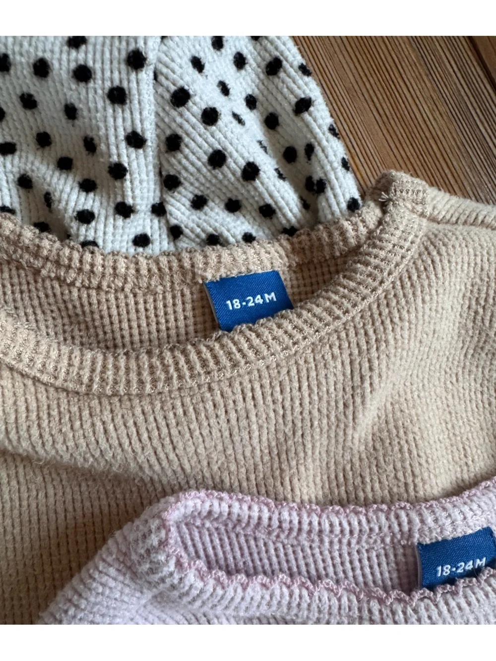 Old Navy 18-24M Long-Sleeve Tops Bundle - Pink, Cream, and Black Polka Dot